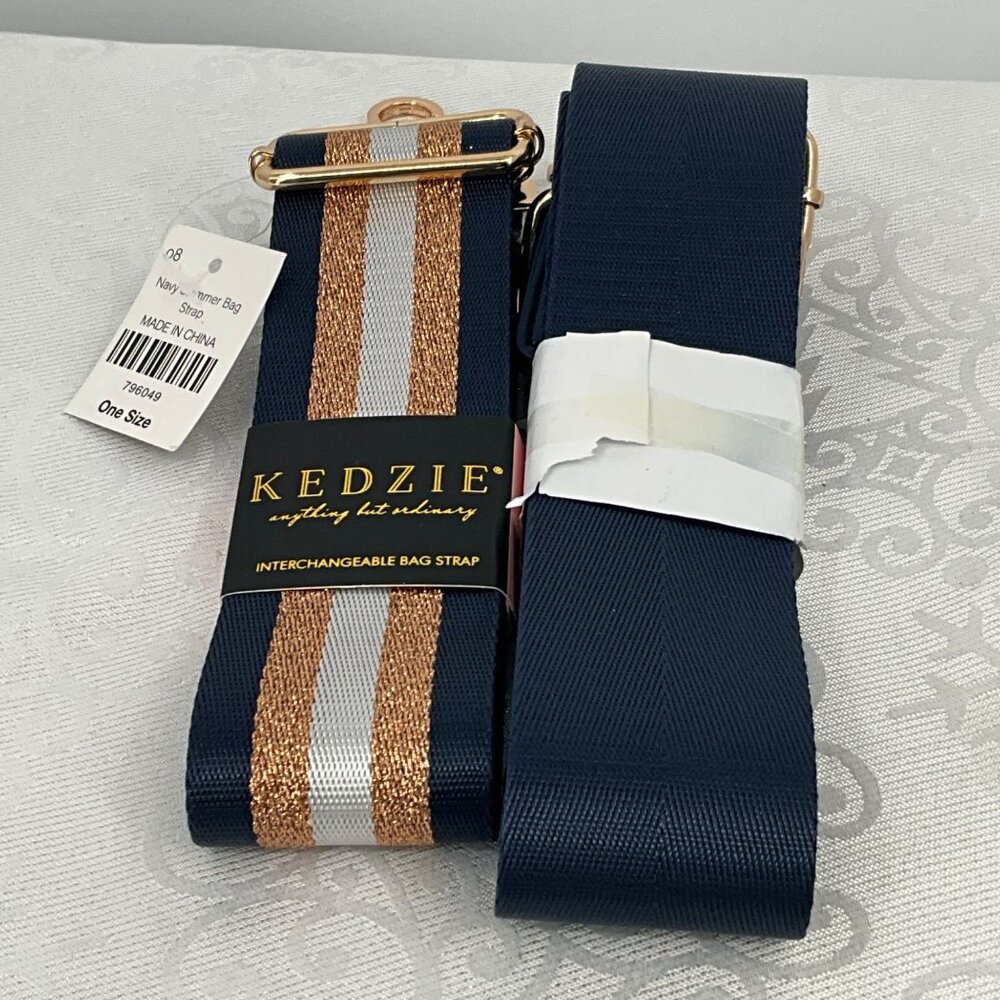 Kedzie Interchangeable Bag Strap Adjustable One Size Navy & Copper Stripes With‎